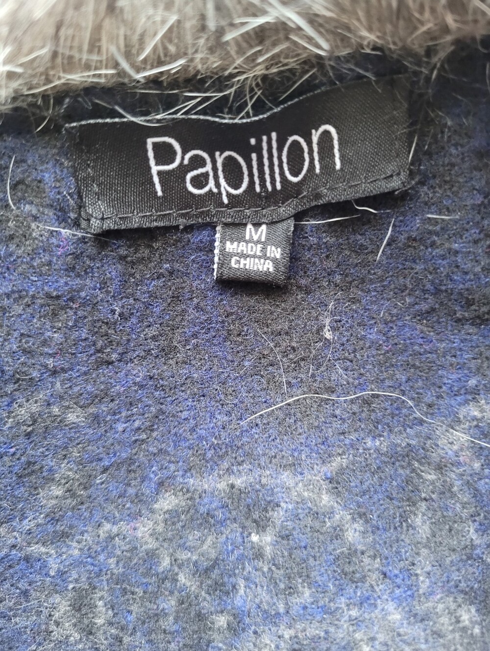 Papillon Art-to-Wear Embroidered Knit Sweater Coat with Faux Fur Collar, Size M - Picture 7 of 9
